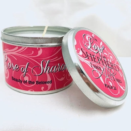 Candle-Rose Of Sharon w/Scripture Tin-6 Oz
