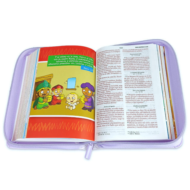 Biblia para Niñas Mi Gran Viaje Compacta con Cierre RV1960 imit piel lila floral
