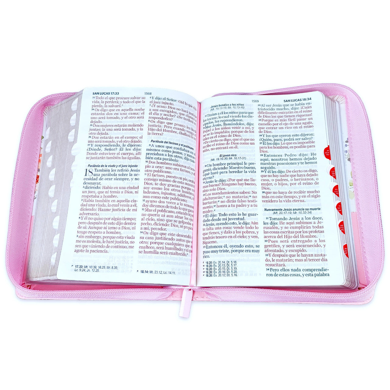 Biblia Mujer Virtuosa con Cierre Compacta 11 puntos RV1960 imit piel blanca floral con índice