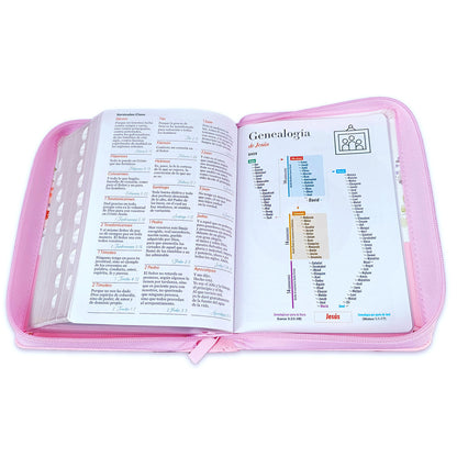 Biblia Mujer Virtuosa con Cierre Compacta 11 puntos RV1960 imit piel blanca floral con índice