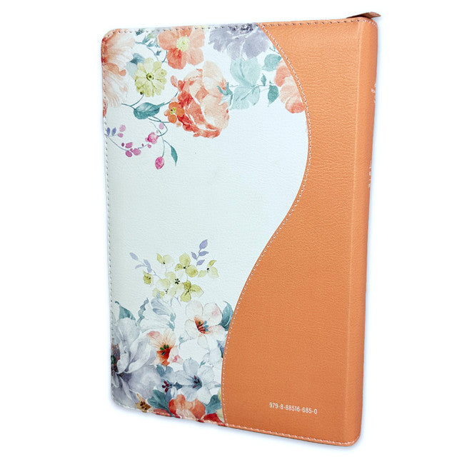 Biblia con Cierre Letra Gigante Manual 14 puntos RV1960 imit piel floral mariposa coral con índice y canto floral