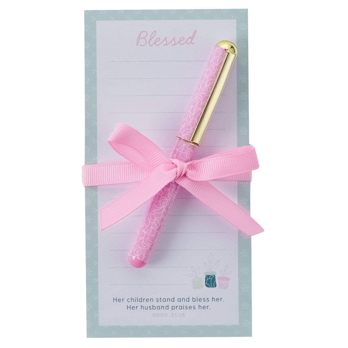 Blessed Magnetic Notepad and Pen Gift Set - Proverbs 31:28