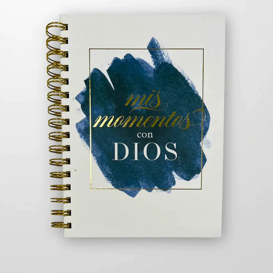 Libreta devocional con anillas: Mis momentos con Dios. Modelo Elegancia Azul