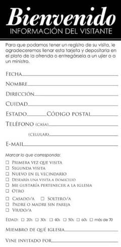 Tarjeta Información del Visitante (Paquete de 50)
