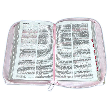 Biblia con Cierre Letra Grande 12 puntos RV1960 imit. piel floral con índice