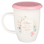 I Know the Plans Pink Lidded Ceramic Coffee Mug - Jeremiah 29:11