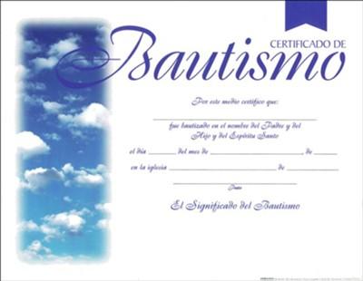 Certificado de Bautismo, Paq. de 6