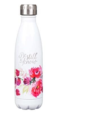 Water Bottle Stainless Steel White- BE STILL & KNOW