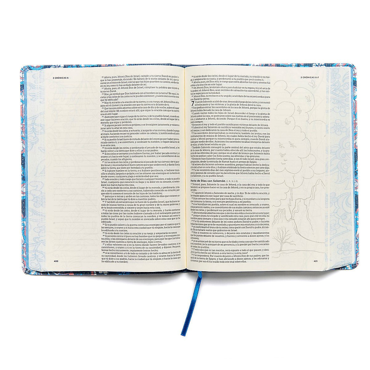 Biblia de Apuntes blanco y azul símil piel - letra grande