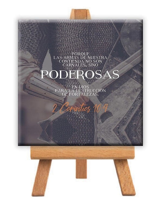 Minilienzo "Poderosas" (2 Corintios 10:4) 9x9 cm